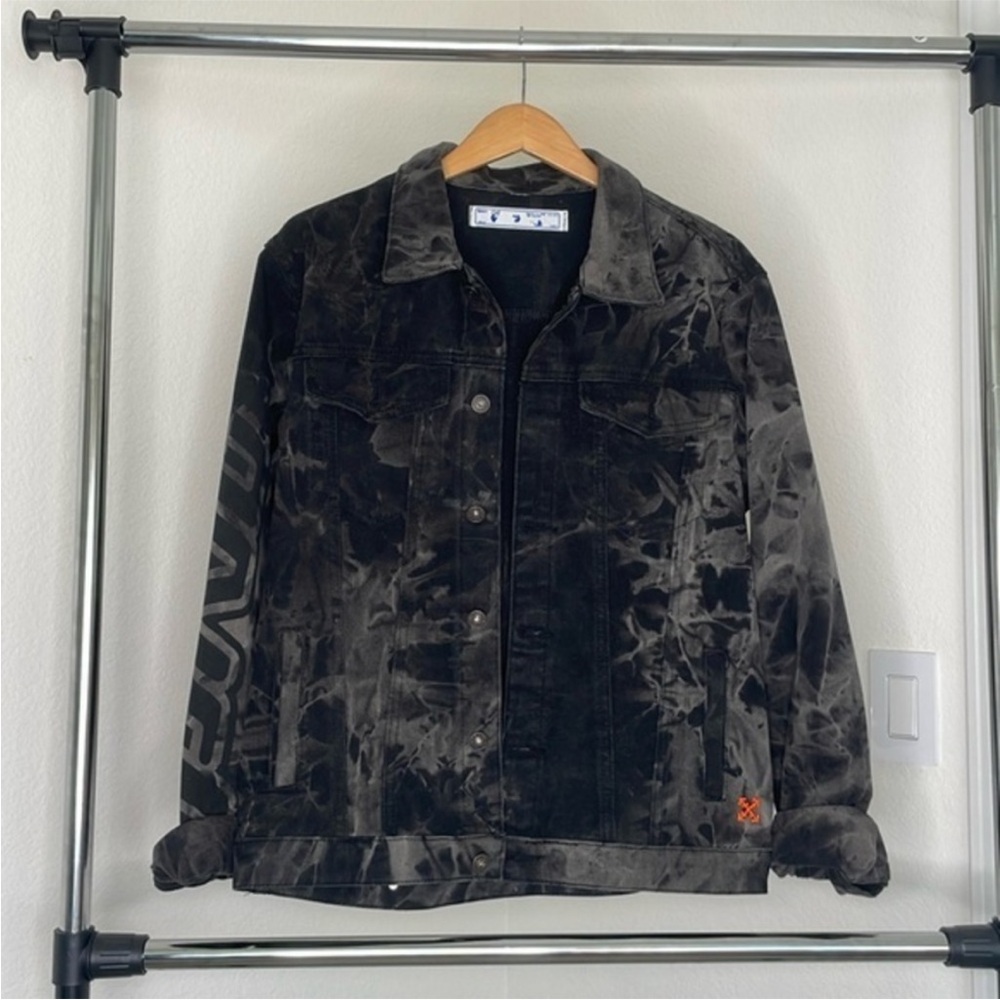 OFF-WHITE Denim Jacket Smoke Gray and Black